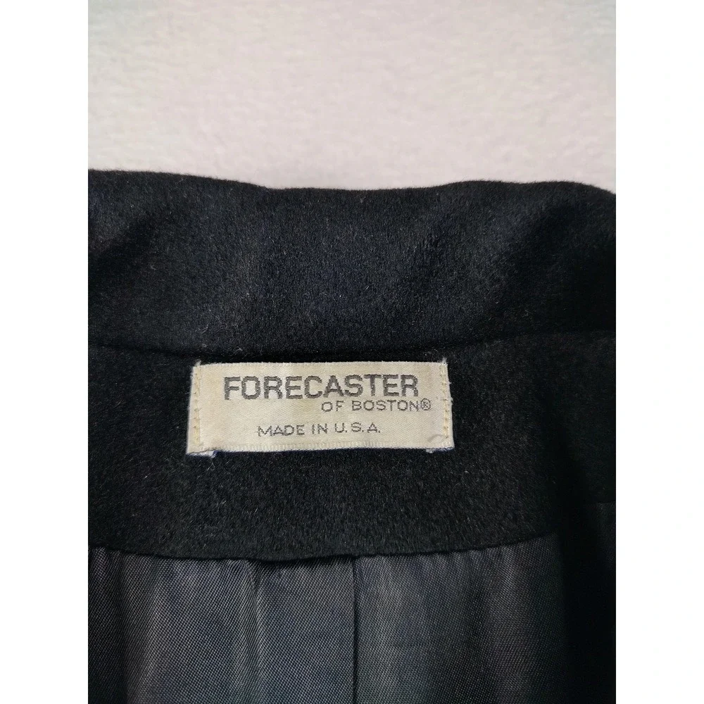 Vintage Forecaster Of Boston Coat Womens Large 11/12 Black Wool Long Overcoat